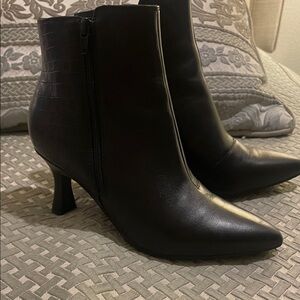 Clarks Black Textured Ankle Booties